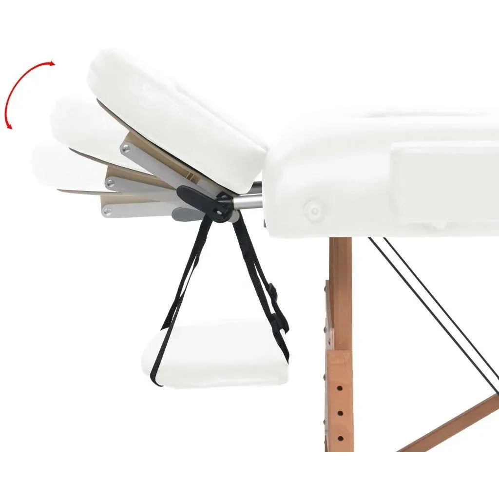 Massage table 10 cm thick 2 zones foldable white