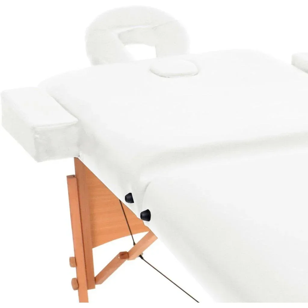 Massage table 10 cm thick 2 zones foldable white