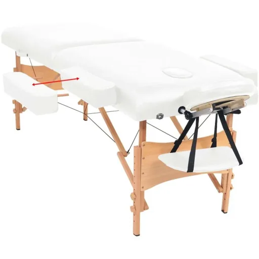 Massage table 10 cm thick 2 zones foldable white
