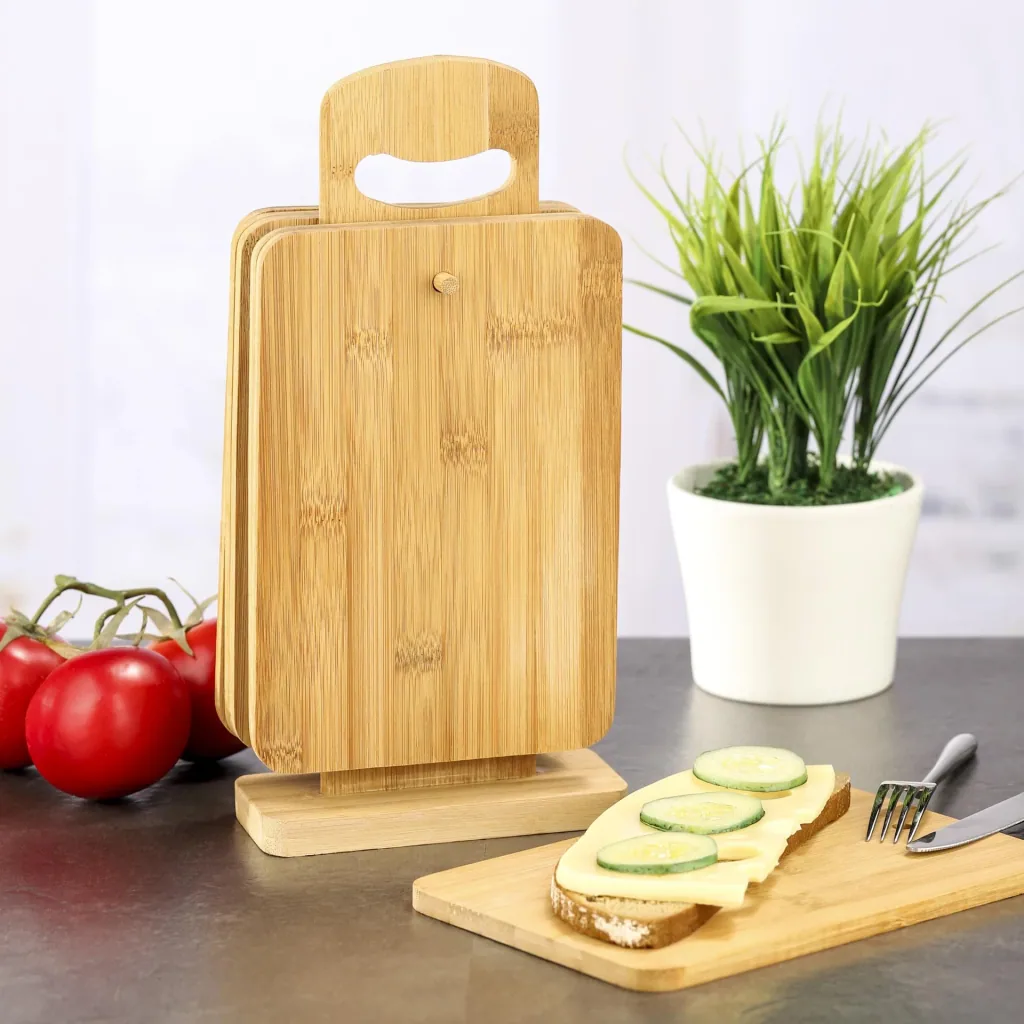 Bamboo boards 6 pieces with stand