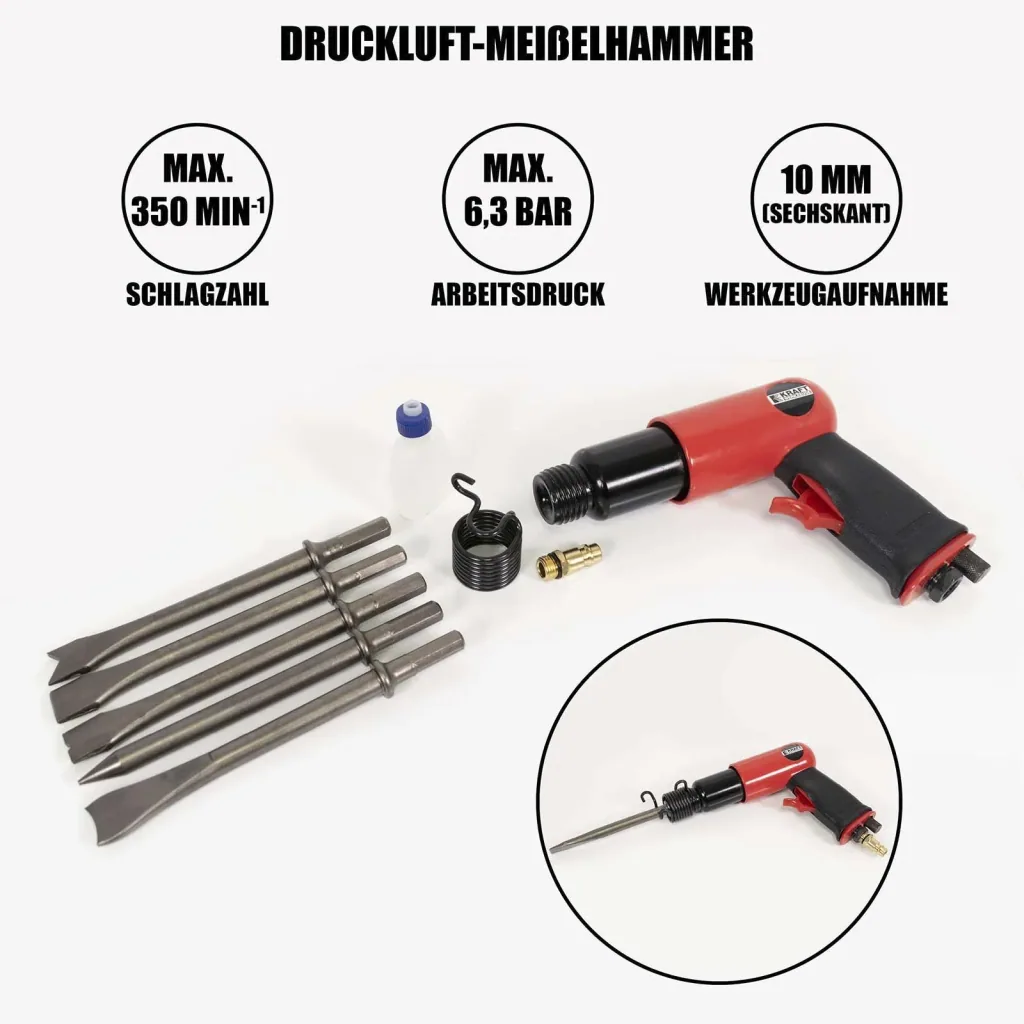 9-piece pneumatic chisel hammer set