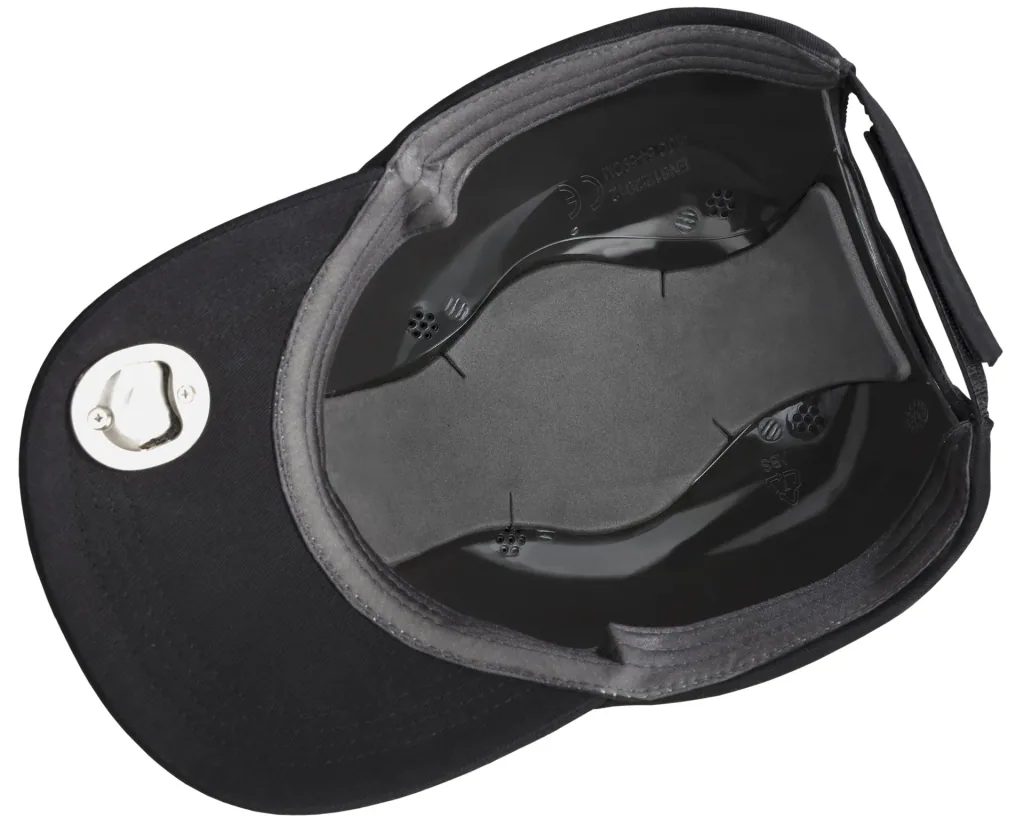 Black safety cap with integrated bottle opener