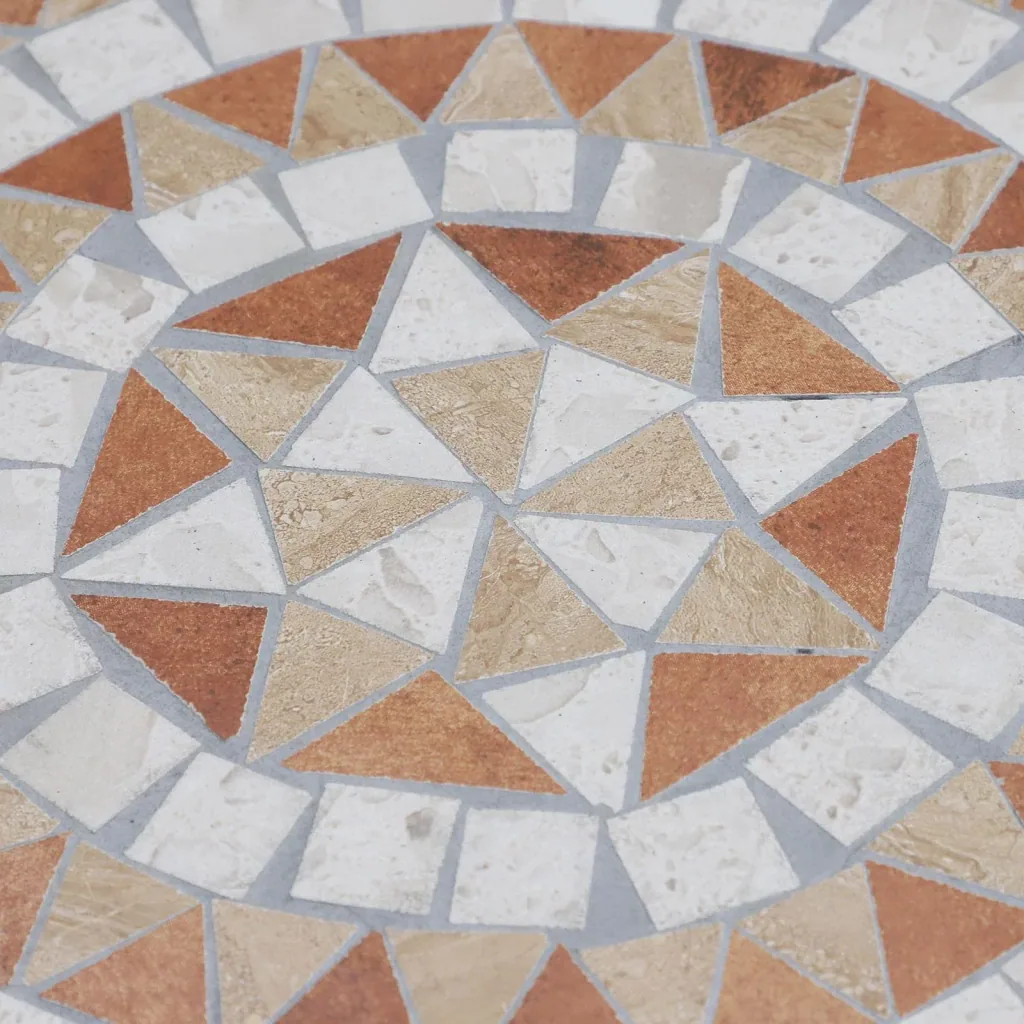 Garden table, balcony table, mosaic table, serving table, round, steel + ceramic, Ø60 x H71 cm