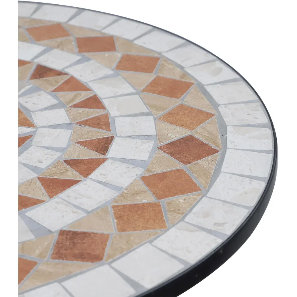 Garden table, balcony table, mosaic table, serving table, round, steel + ceramic, Ø60 x H71 cm