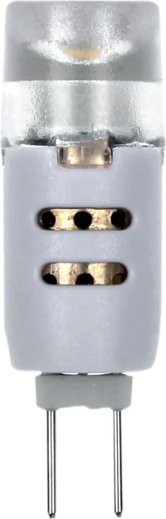 LED low-voltage pin base lamp with 1.2 watts, G4, 12 volts, warm white