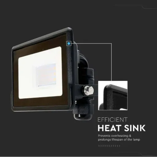 VT-118 LED Floodlight - 10 W - 735 Lm - 4000K - Black