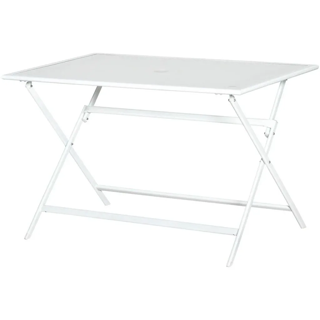 Garden table - white - metal/glass - 110 x 70 x 70 cm