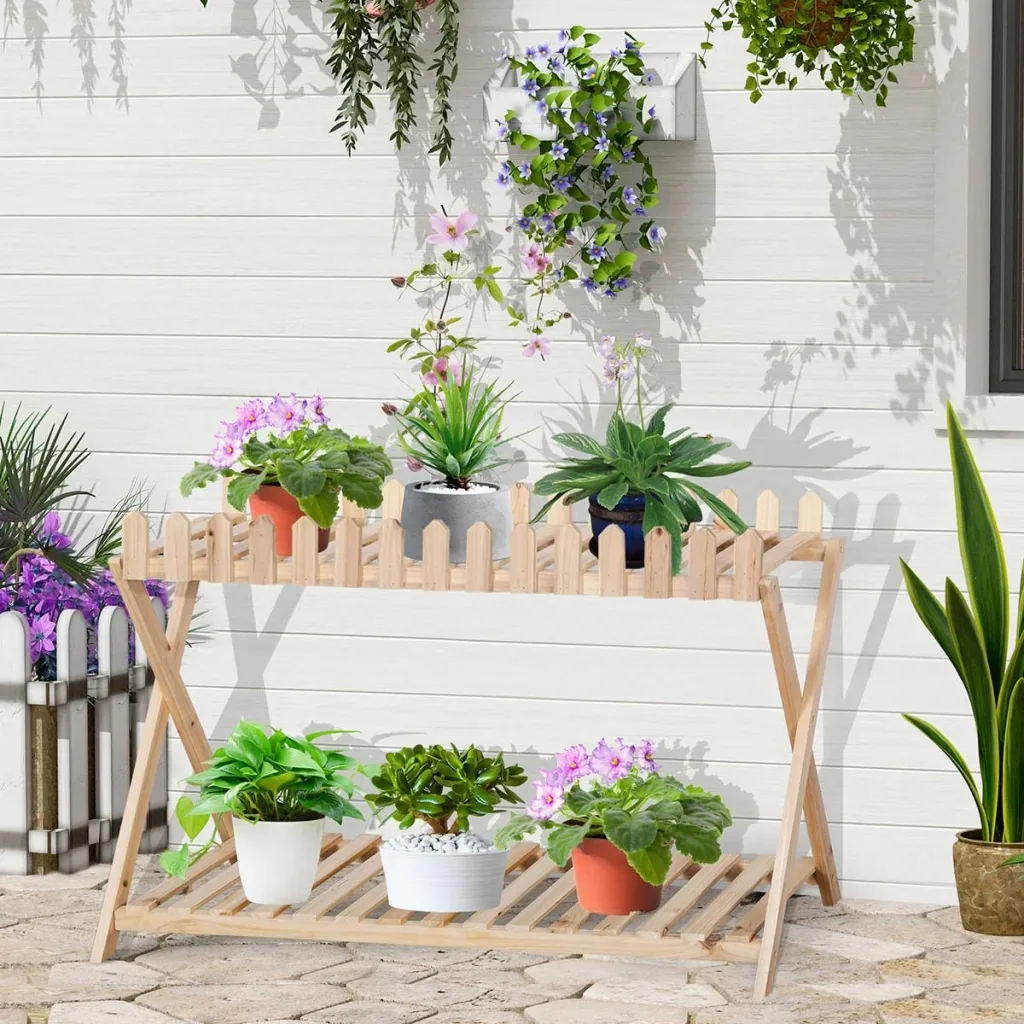 Plant stand - solid wood - 108 x 37 x 65 cm
