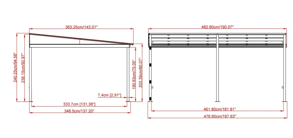 Aluminium patio roof St. Barthelemy 12x16 anthracite