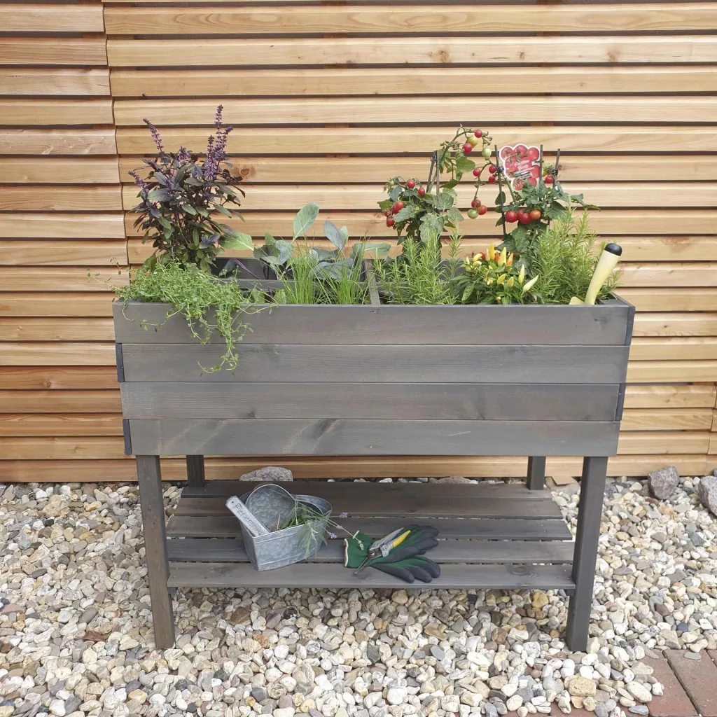 Balcony herb bed on legs, grey