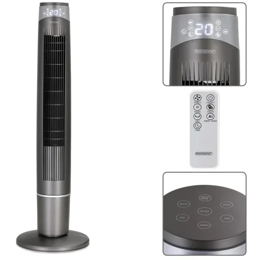 Tower fan grey 120cm including remote control