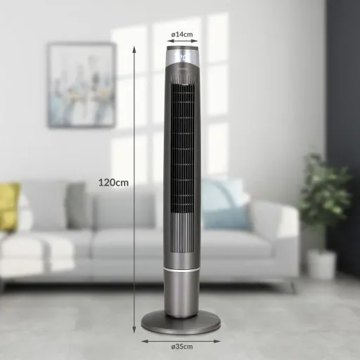 Tower fan grey 120cm including remote control