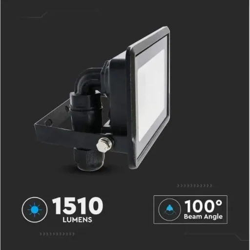 VT-128 LED Floodlight - 20 W - 1510 Lm - 4000K - Black