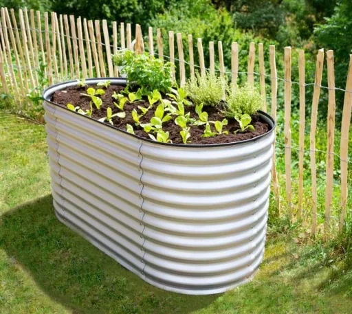 Raised Bed Grow Faster, 160×80×82 cm, Silver – Galvanized Corrugated Metal