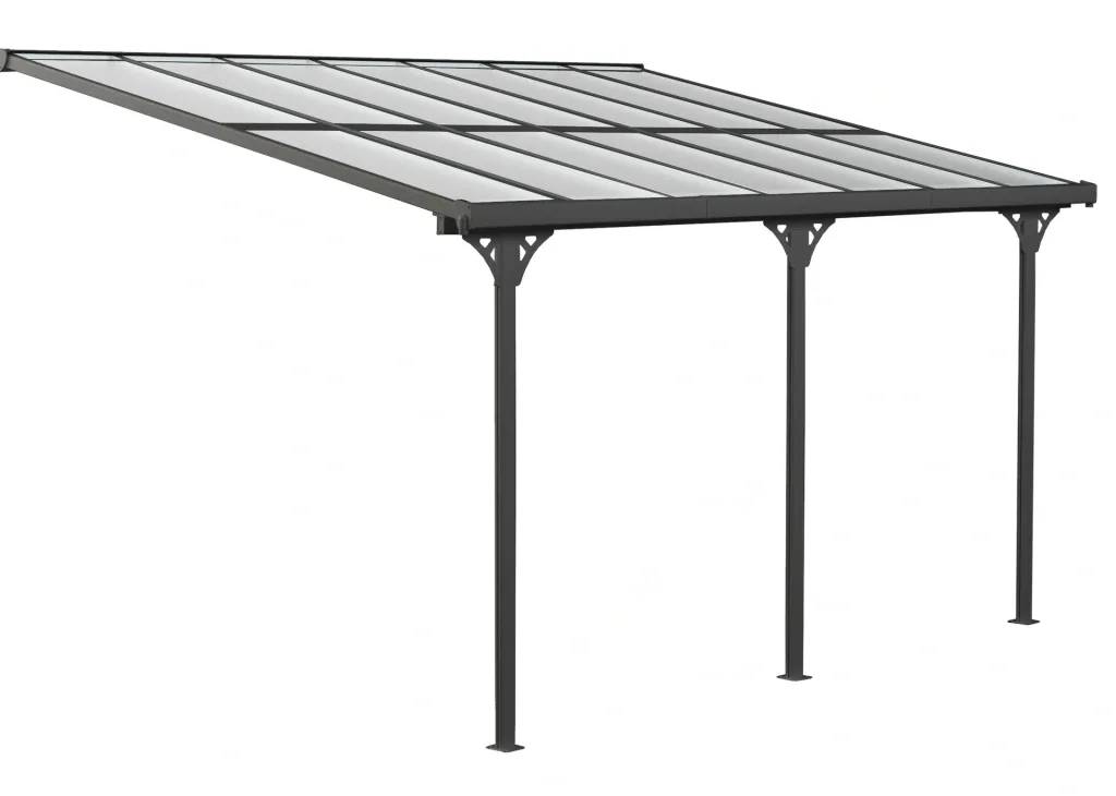 Patio Roof Bruce 435, 435×300×270 cm, Black – Aluminum with Polycarbonate Roof