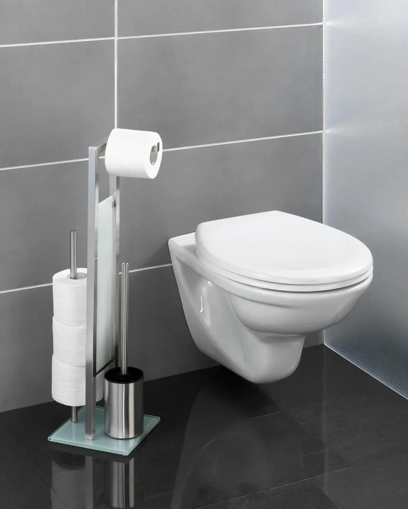 Standing WC set Rivalta 3in1, white / silver matt