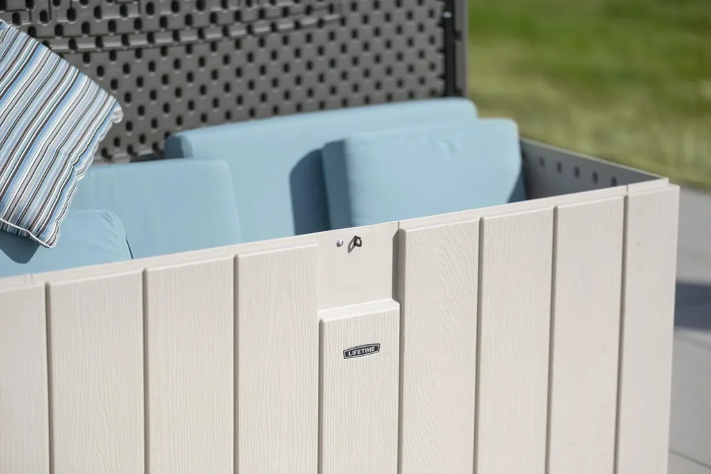 Cushion Box 570 L Light Gray 150.7×71.9×69.1 cm – Weatherproof Storage Box made of HDPE