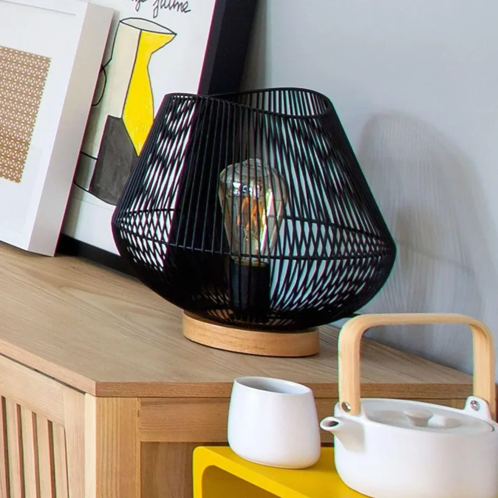 NL table lamp with wooden base - 28 cm - black