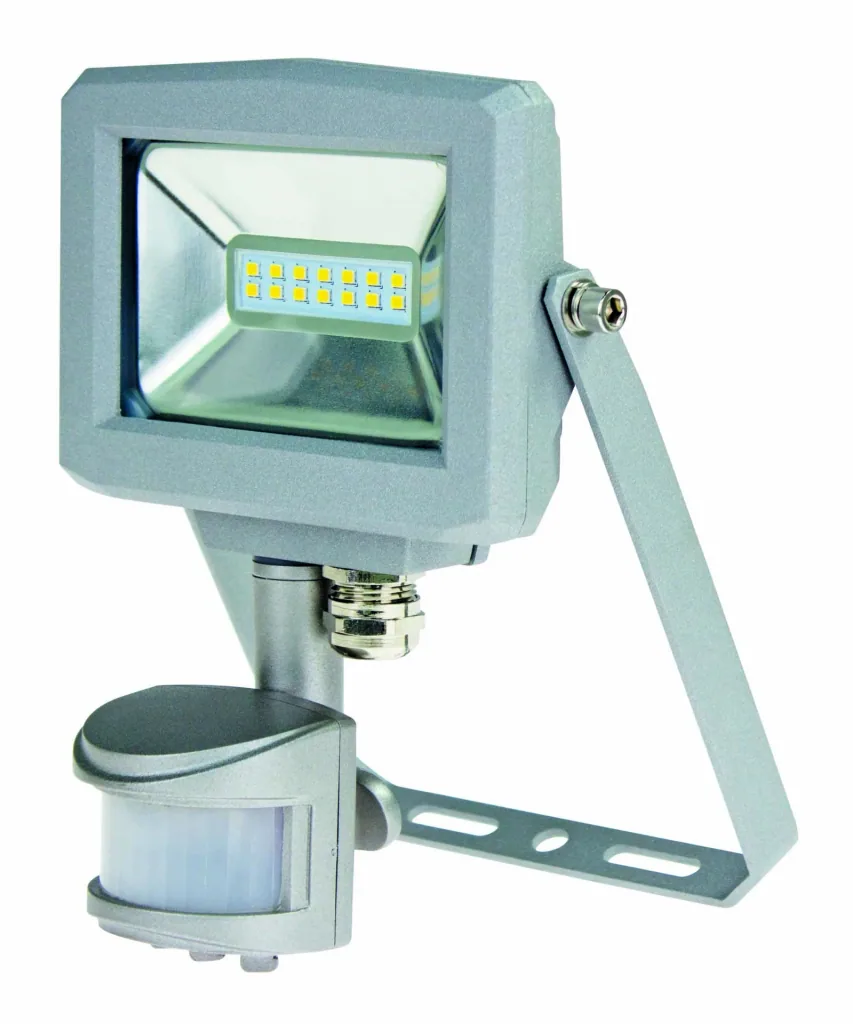 Slimline 10W LED spotlight, IP44, with motion detector and Samsung chip, without power cable